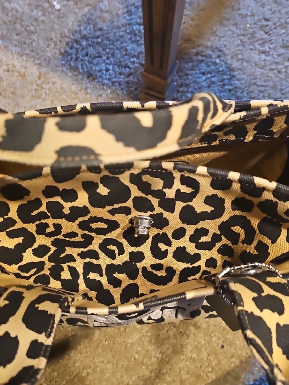 Coach Leopard-Print Canvas Tote in Black and Tan - Picture 7 of 11